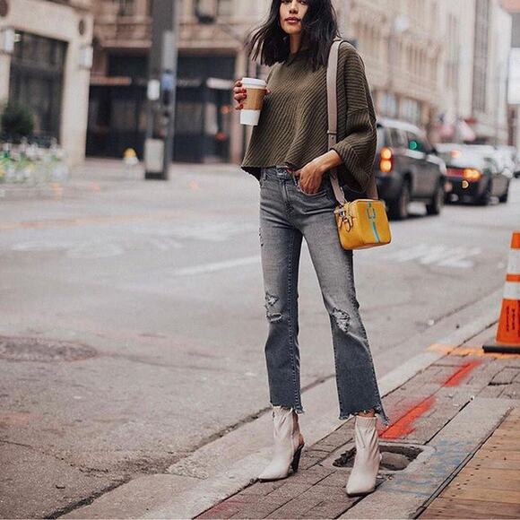 NEW Mother The Insider Crop Step Chew Jeans (Sz 24) Pedal To The Metal Destroyed - Picture 5 of 16